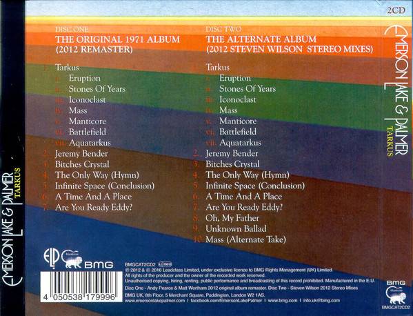 Emerson, Lake and Palmer Tarkus deluxe edition : Back